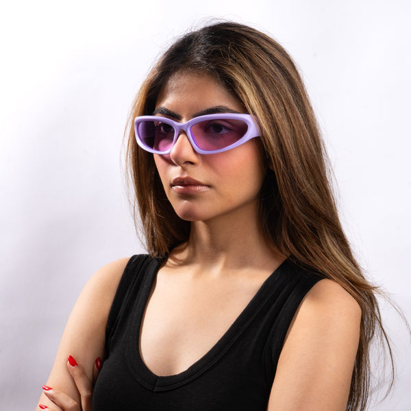 Futuristic Series Y2K Wraparound Sunglasses - Purple