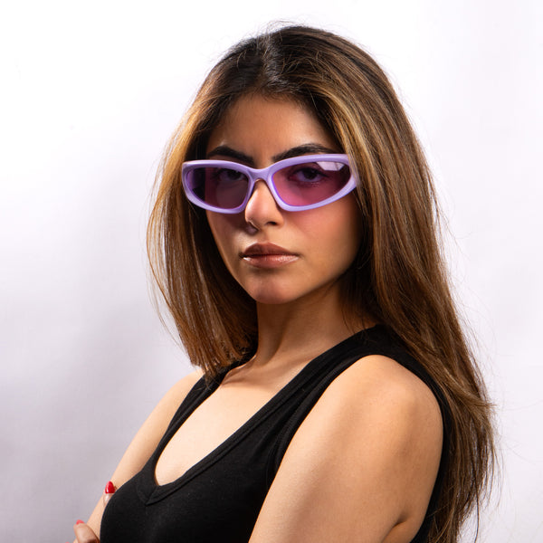 Futuristic Series Y2K Wraparound Sunglasses - Purple