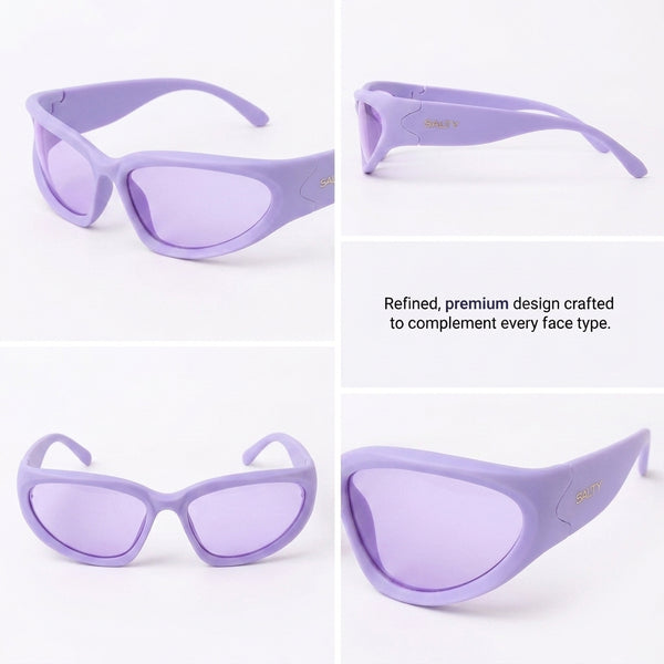Futuristic Series Y2K Wraparound Sunglasses - Purple