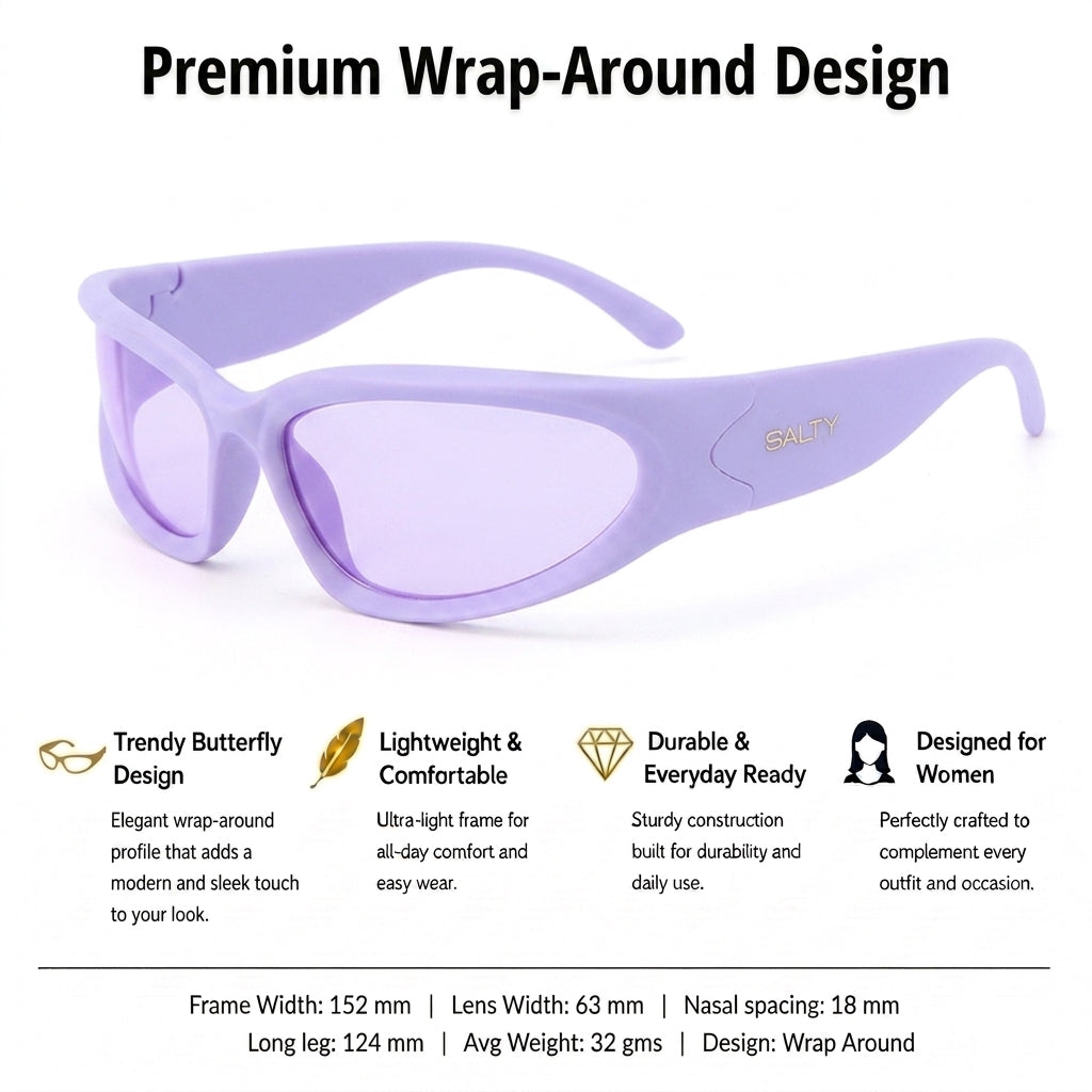 Futuristic Series Y2K Wraparound Sunglasses - Purple