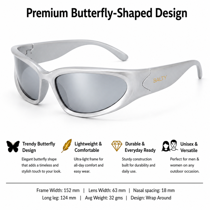 Futuristic Series Y2K Wraparound Sunglasses - Silver