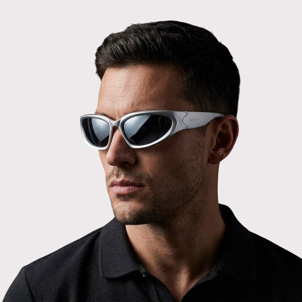 Futuristic Series Y2K Wraparound Sunglasses - Silver