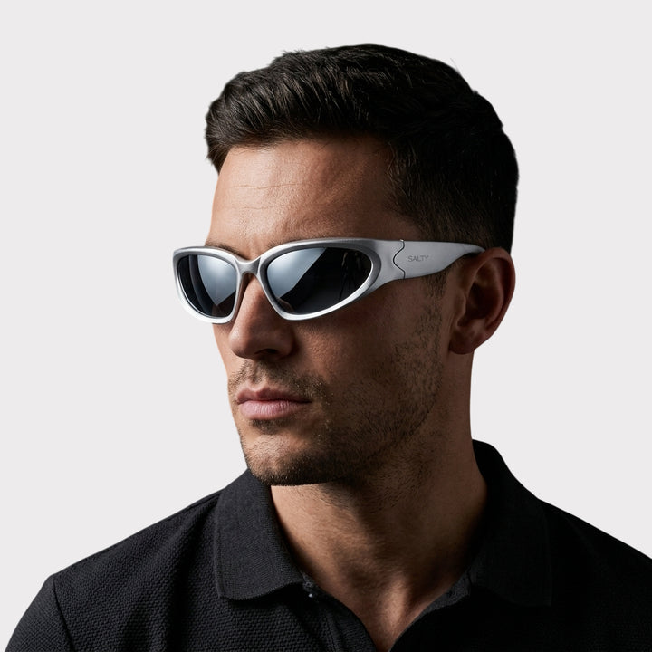 Futuristic Series Y2K Wraparound Sunglasses - Silver
