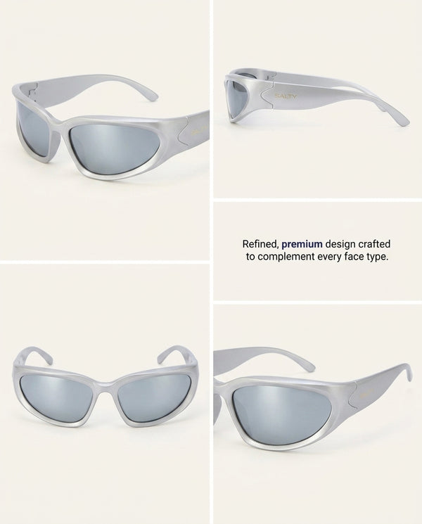 Futuristic Series Y2K Wraparound Sunglasses - Silver