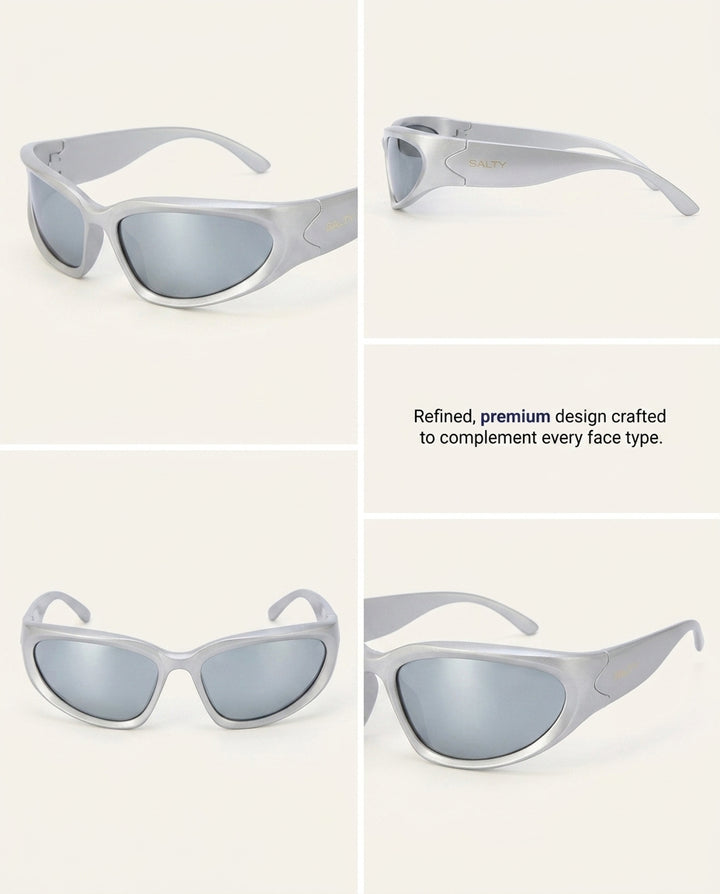 Futuristic Series Y2K Wraparound Sunglasses - Silver