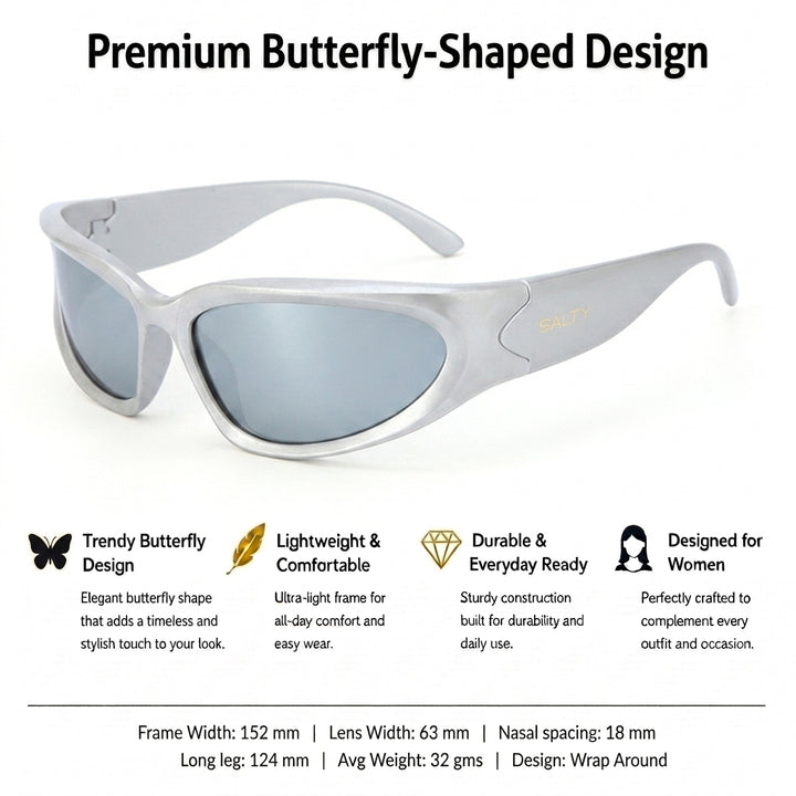 Futuristic Series Y2K Wraparound Sunglasses - Silver