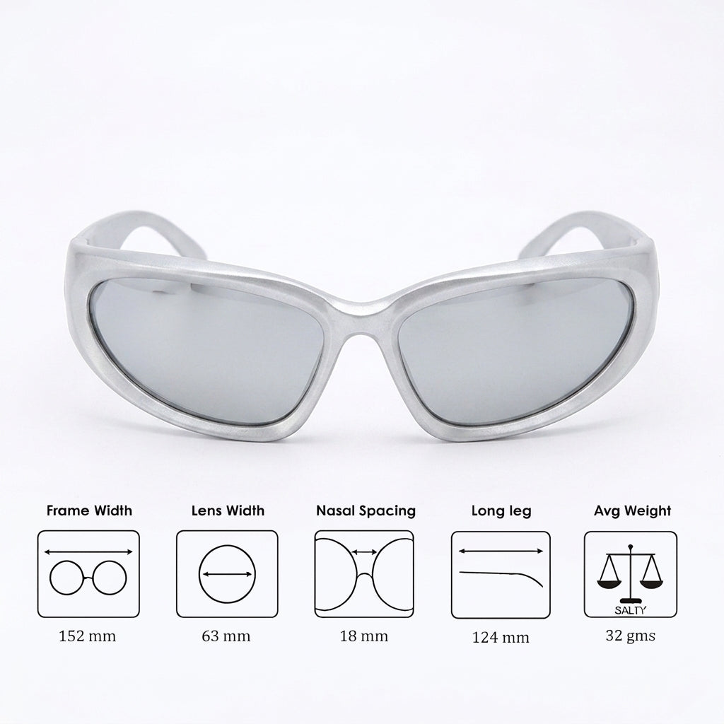 Futuristic Series Y2K Wraparound Sunglasses - Silver