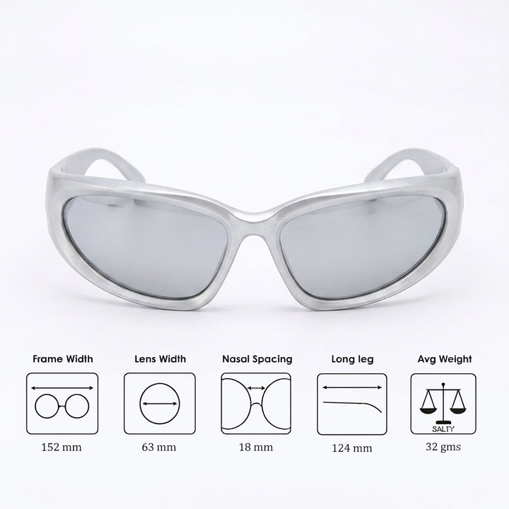 Futuristic Series Y2K Wraparound Sunglasses - Silver