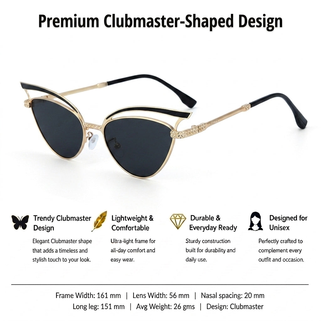 Luxe Arc Cat-Eye Shades – Black