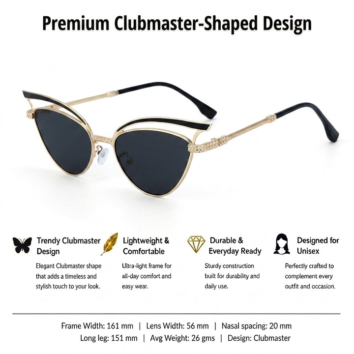 Luxe Arc Cat-Eye Shades – Black