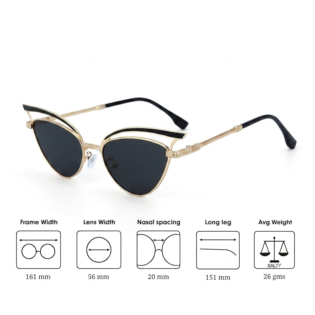 Luxe Arc Cat-Eye Shades – Black