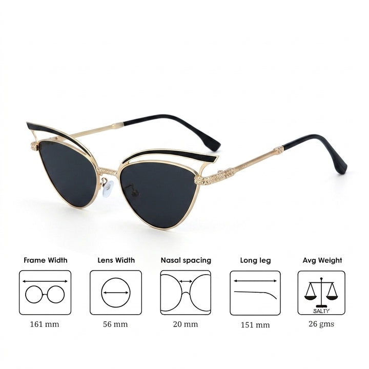 Luxe Arc Cat-Eye Shades – Black