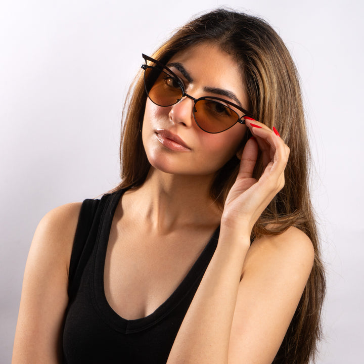 Luxe Arc Cat-Eye Shades – Brown