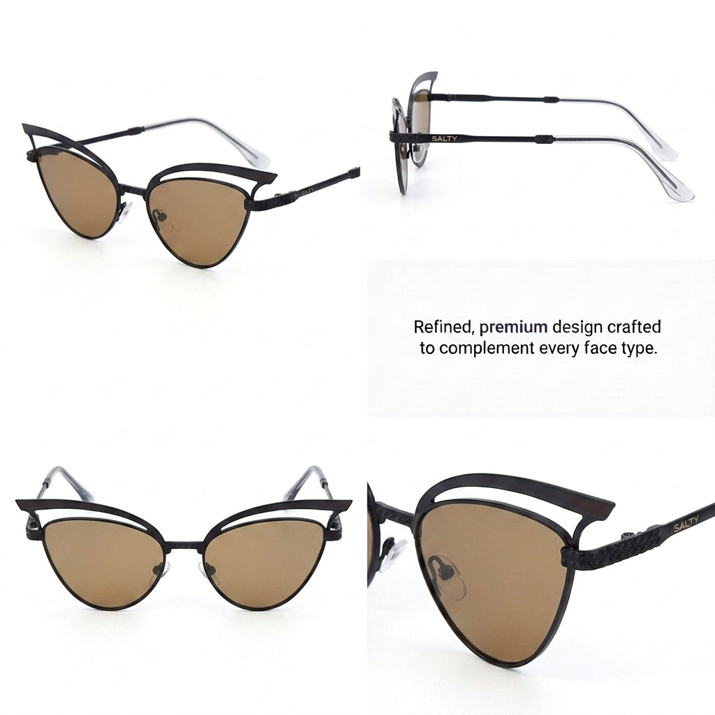 Luxe Arc Cat-Eye Shades – Brown