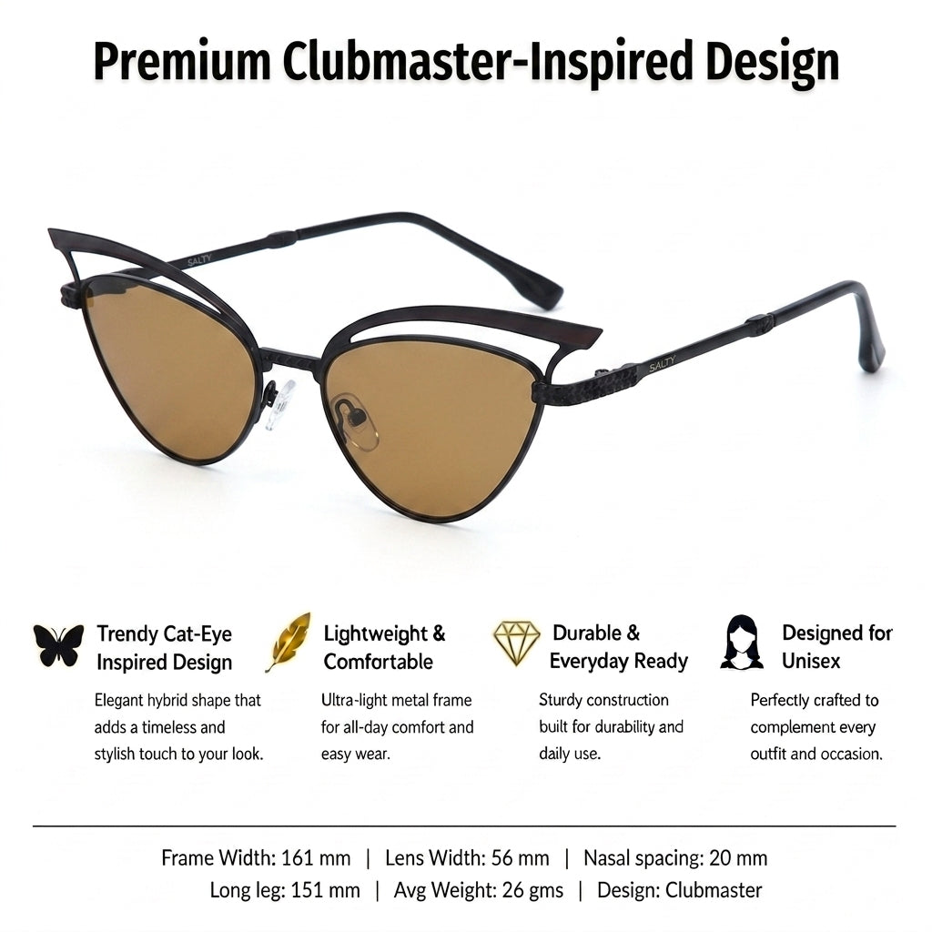 Luxe Arc Cat-Eye Shades – Brown