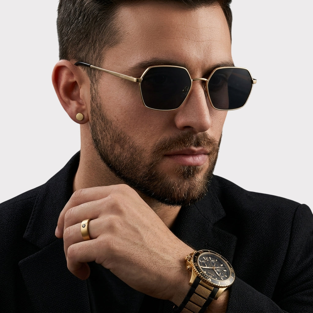 Goldline Hex Edge Shades – Black