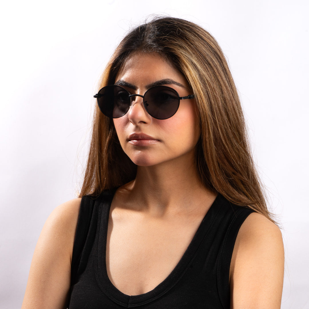 Midnight Luxe Round Shades – Black