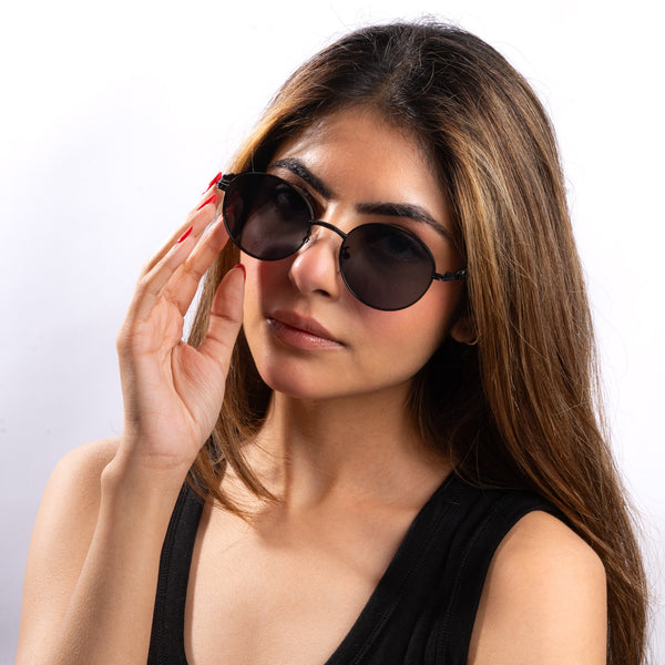 Midnight Luxe Round Shades – Black
