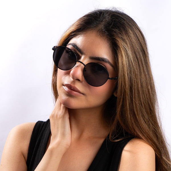 Midnight Luxe Round Shades – Black