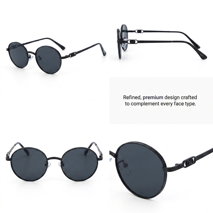 Midnight Luxe Round Shades – Black