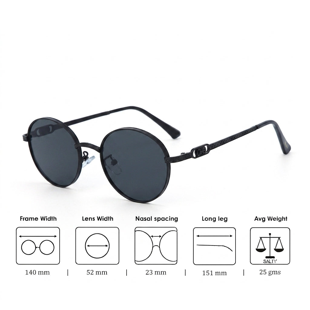 Midnight Luxe Round Shades – Black
