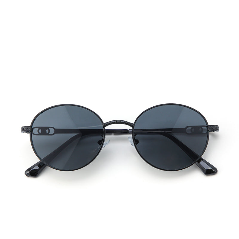 Midnight Luxe Round Shades – Black | Salty