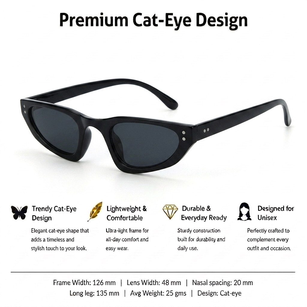 Retro Cat-Eye Shades – Nude Black