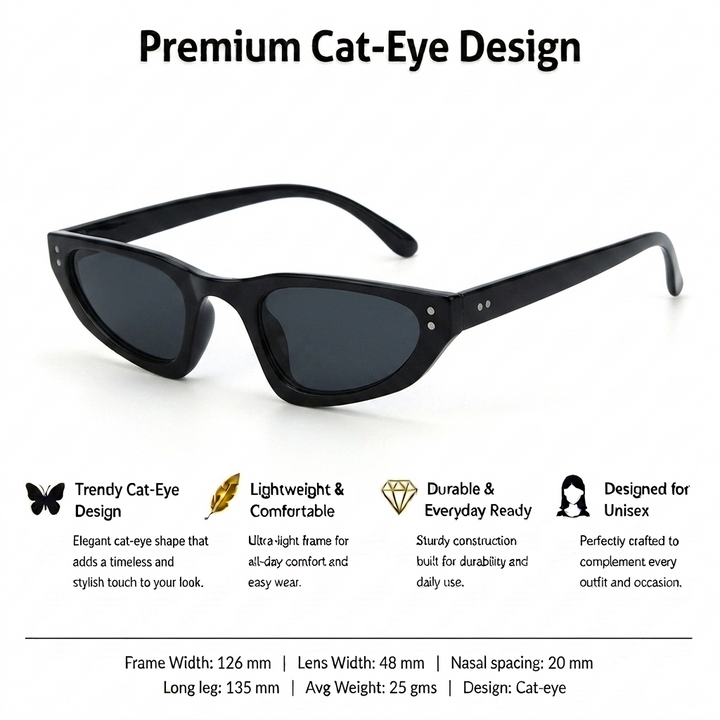 Retro Cat-Eye Shades – Nude Black