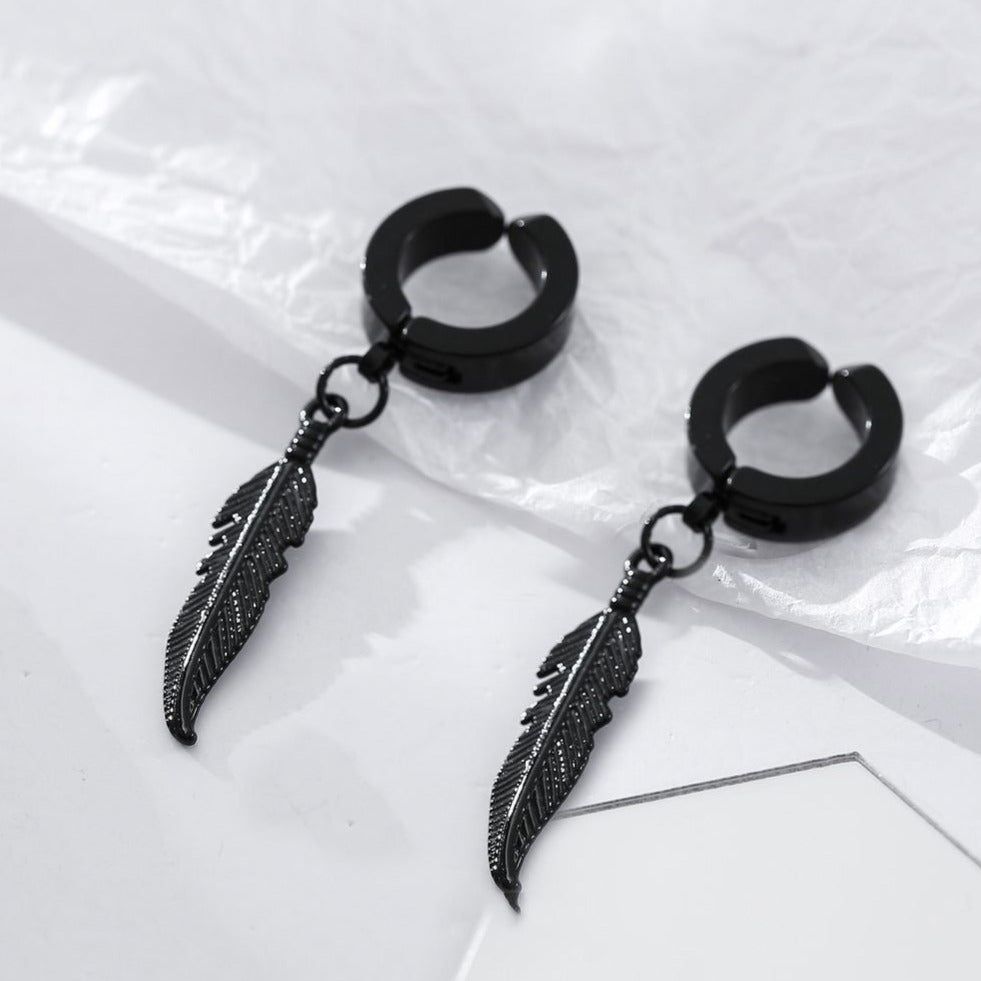 Black Feather Dangles | Salty