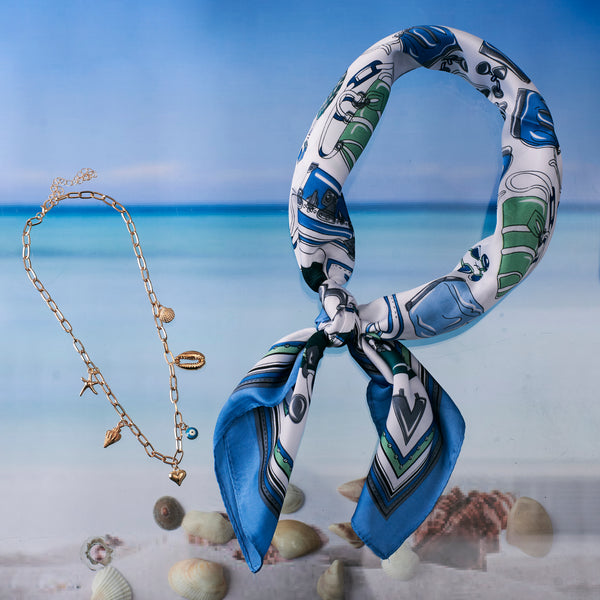 Ocean Whispers Scarf and Beach Special Necklace Set
