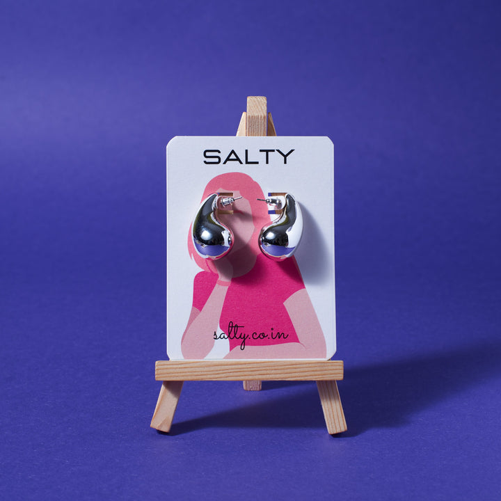 Teardrop Chunky Silver Earrings