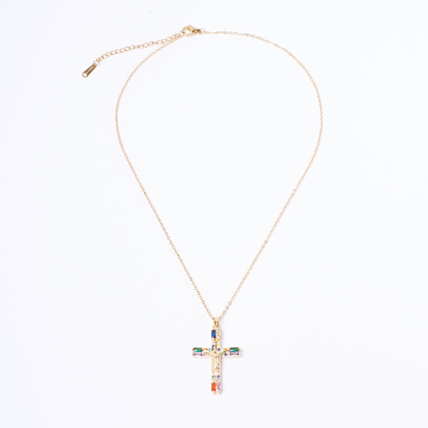 Crystal Cross Of Light Necklace - Multi