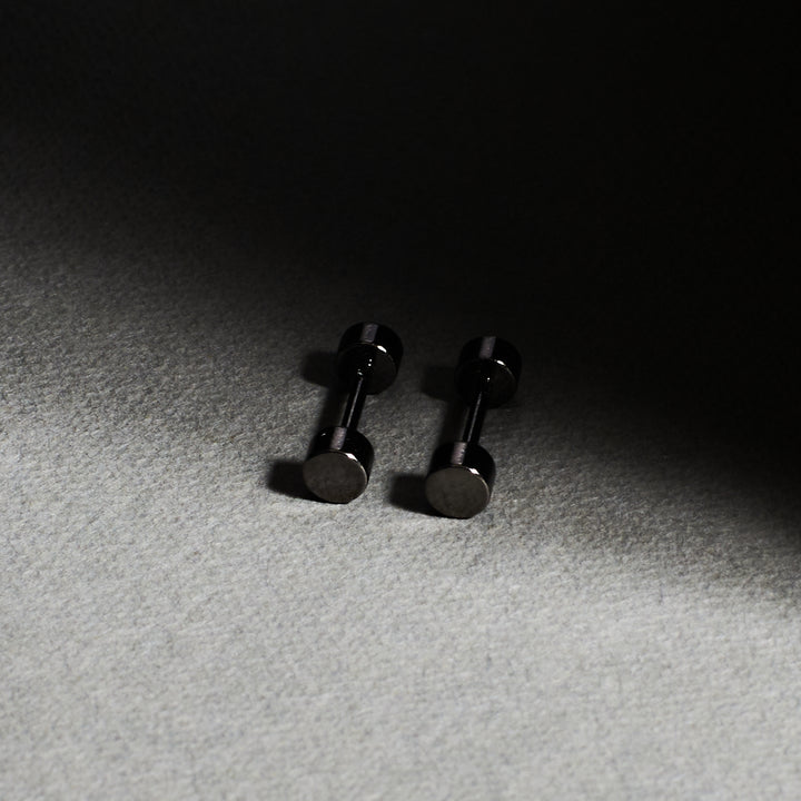 Black Dumbbell Stud Earrings | Salty