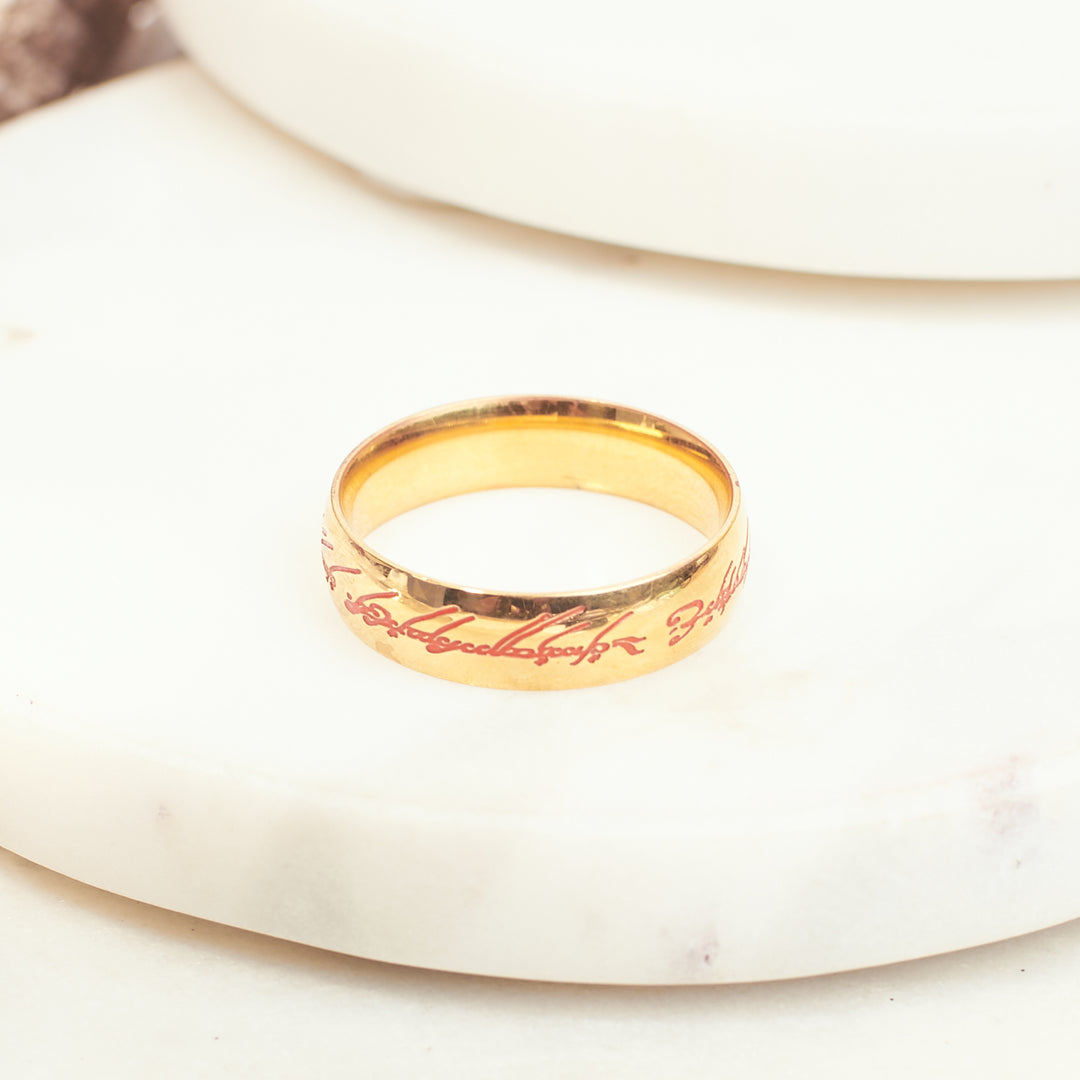 Engraved Golden Elegance Ring | Salty