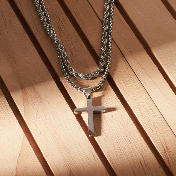 Dual Chic Silver Cross Chain