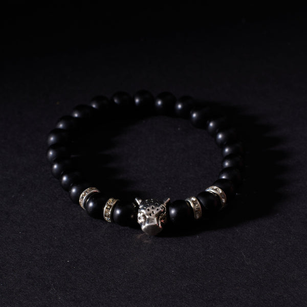 Lion Silver Beaded Band