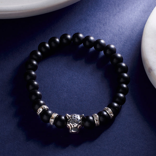 Lion Silver Beaded Band