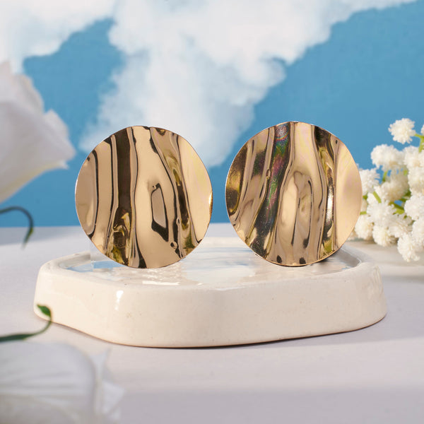 Round Textured Gold Earring