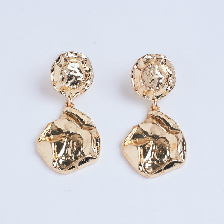 Round Sculpted Gold Earring