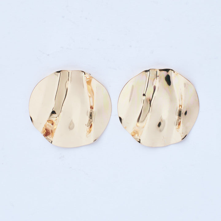 Round Textured Gold Earring