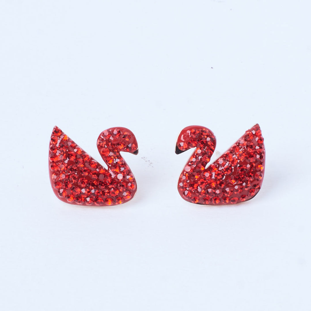 Shinning Swan Stud Earrings - Red - Salty Accessories