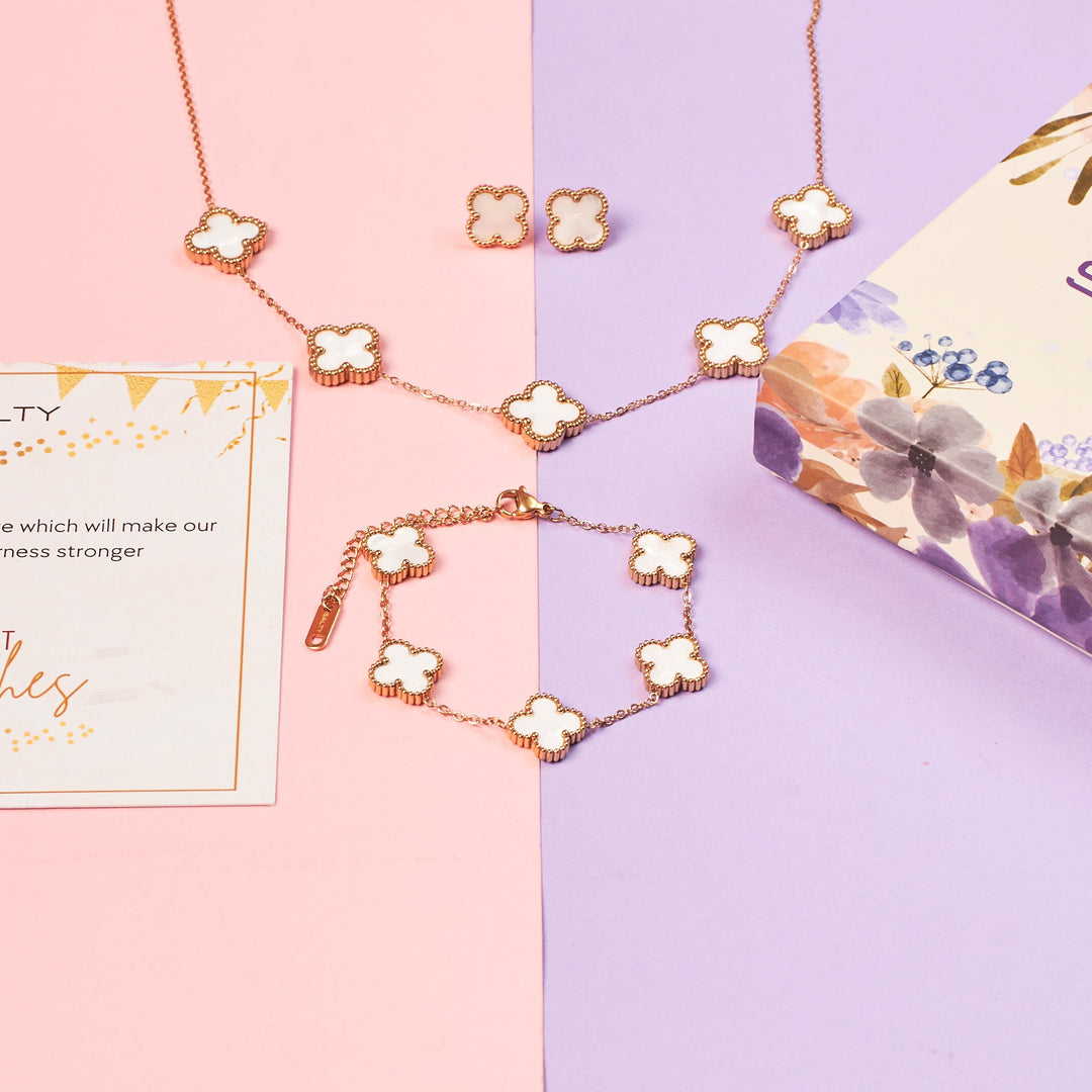 White Dove Clover Affair Jewellery Set
