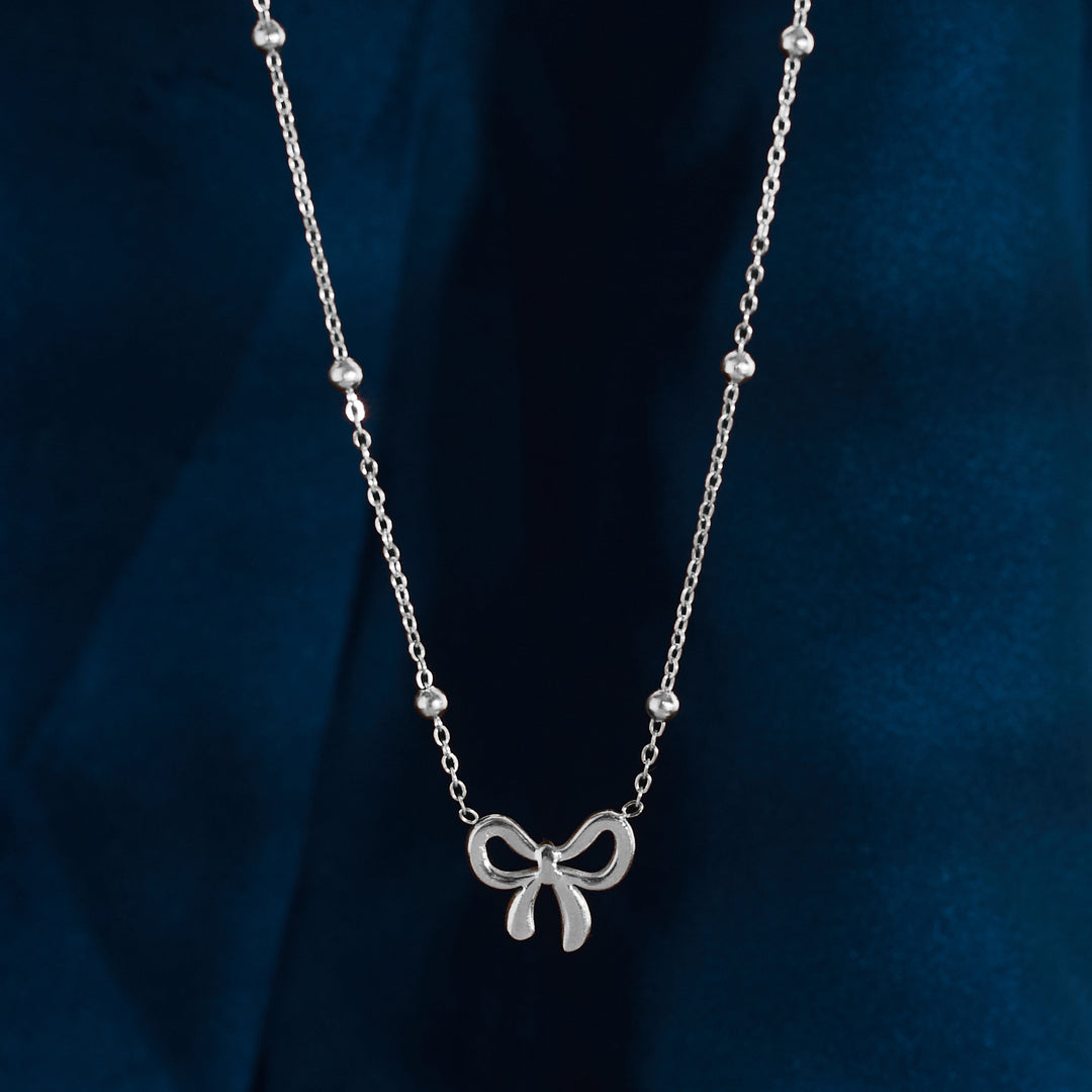 Elegant Bow Knot Silver Necklace - Salty Accessories