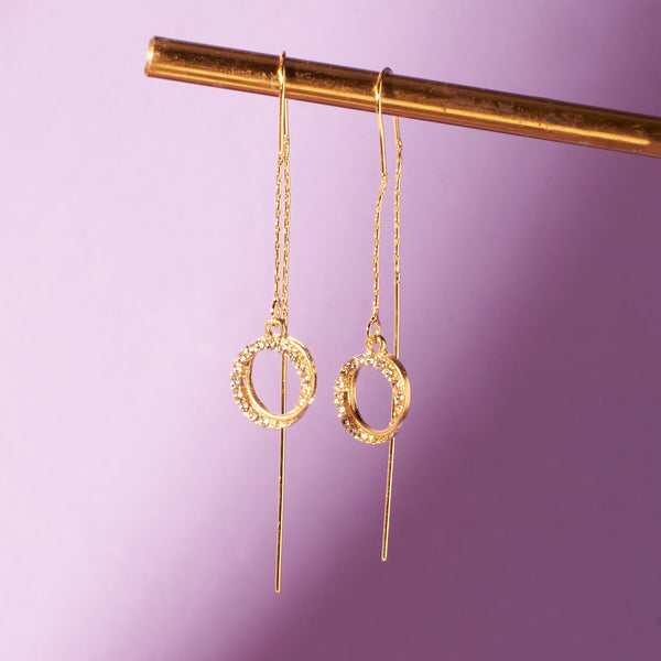 Zirconia Hollow Glam Threader Earrings