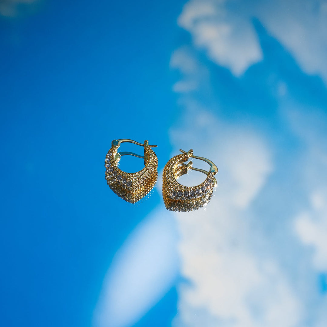 Diamond Blossom Elegance Hoops - Salty Accessories