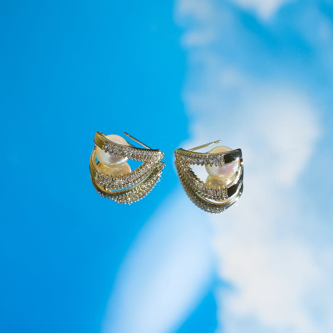 Curved Mabe Pearl Earrings - Salty Accessories