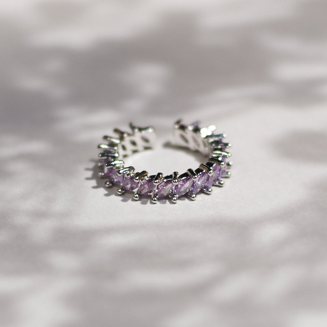 Periwinkle leaf silver tennis ring - Salty Accessories