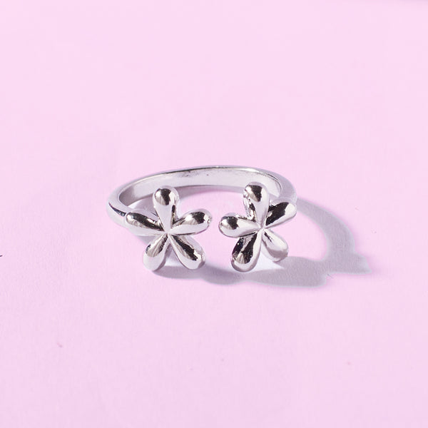 You and me  Floral Silver Ring