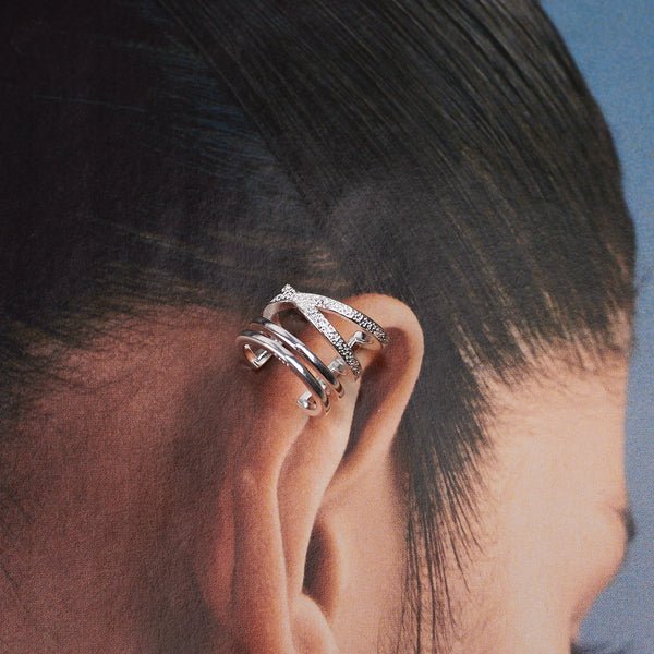 Nova Silver Cuff Earrings