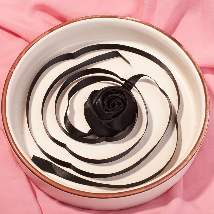 2-in-1 Noir Rosette Hair Tie/Choker